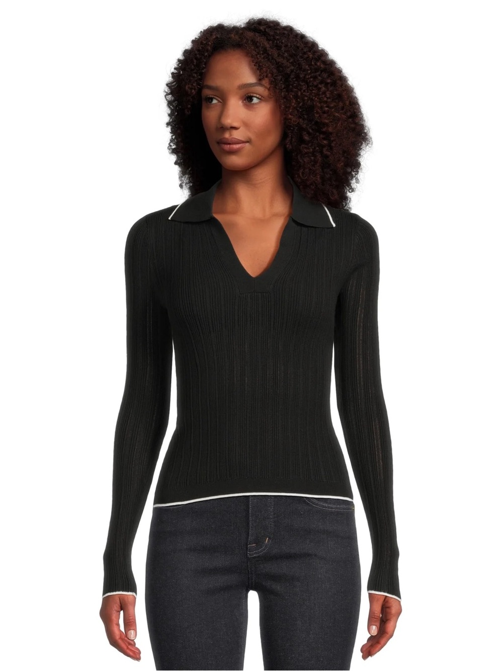 Madewell Southwark Ribbed Knit Long Sleeve Polo Sweater